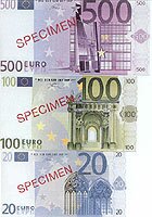 Банкноты Euro (образцы)